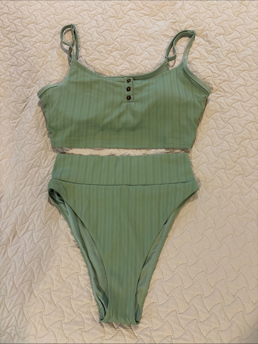 Aerie longline ribbed scoop bikini set
